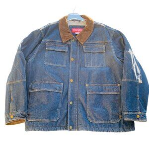 Wrangler Mens 3XL Denim Jacket Sherpa Lined With Corduroy Collar & Button Closur